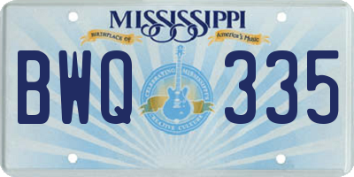 MS license plate BWQ335