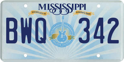 MS license plate BWQ342