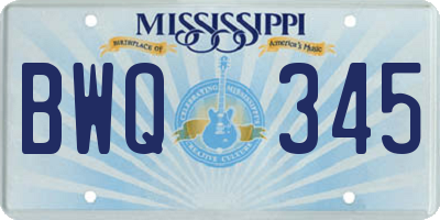 MS license plate BWQ345
