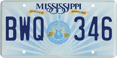 MS license plate BWQ346