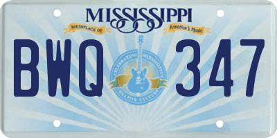 MS license plate BWQ347