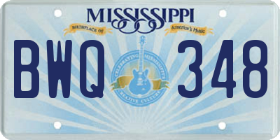 MS license plate BWQ348