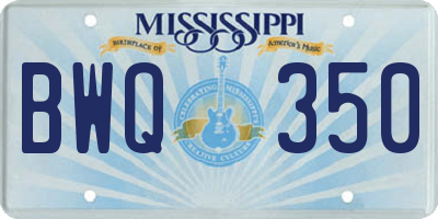 MS license plate BWQ350