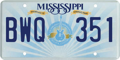 MS license plate BWQ351