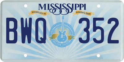 MS license plate BWQ352