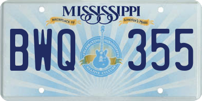 MS license plate BWQ355