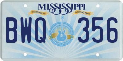 MS license plate BWQ356