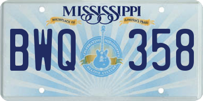 MS license plate BWQ358