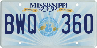 MS license plate BWQ360