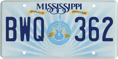 MS license plate BWQ362