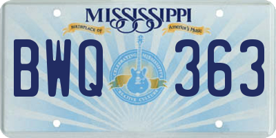 MS license plate BWQ363