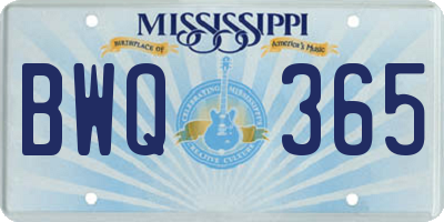 MS license plate BWQ365