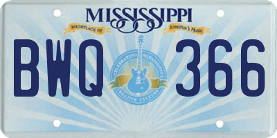 MS license plate BWQ366