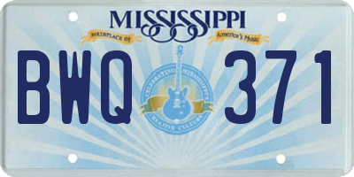 MS license plate BWQ371