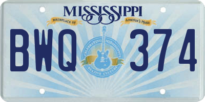 MS license plate BWQ374
