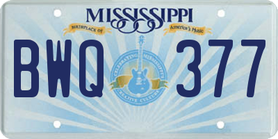 MS license plate BWQ377