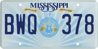 MS license plate BWQ378