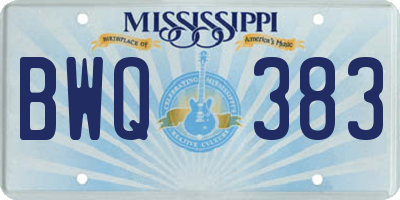 MS license plate BWQ383