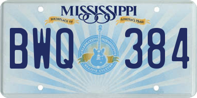 MS license plate BWQ384