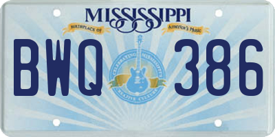 MS license plate BWQ386