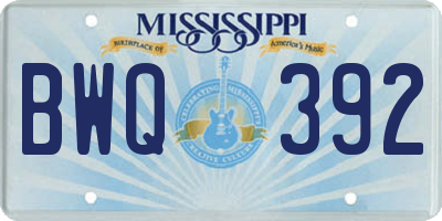MS license plate BWQ392