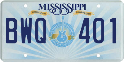 MS license plate BWQ401