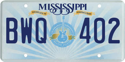 MS license plate BWQ402