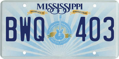 MS license plate BWQ403
