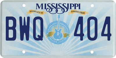 MS license plate BWQ404