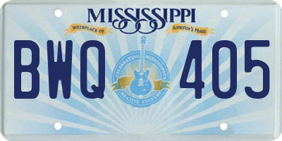 MS license plate BWQ405