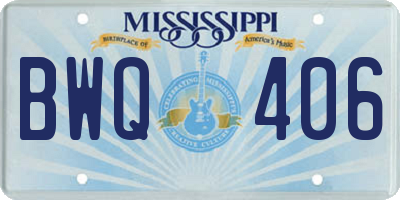 MS license plate BWQ406