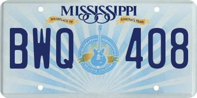 MS license plate BWQ408