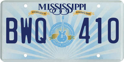 MS license plate BWQ410