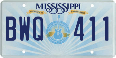 MS license plate BWQ411