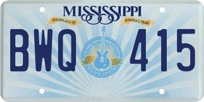 MS license plate BWQ415