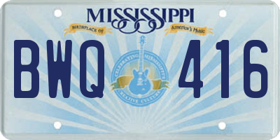 MS license plate BWQ416