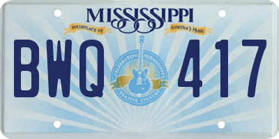MS license plate BWQ417