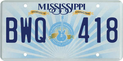 MS license plate BWQ418