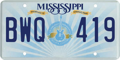 MS license plate BWQ419
