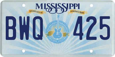 MS license plate BWQ425