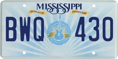 MS license plate BWQ430