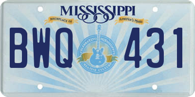 MS license plate BWQ431