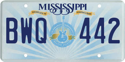 MS license plate BWQ442
