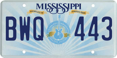MS license plate BWQ443