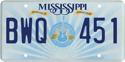 MS license plate BWQ451