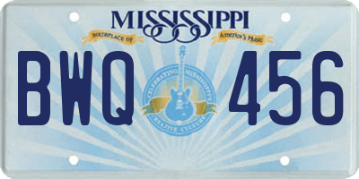 MS license plate BWQ456