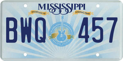 MS license plate BWQ457