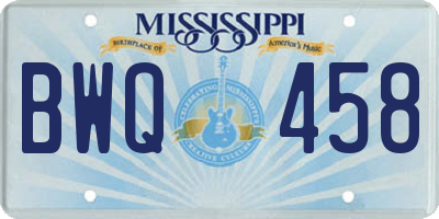 MS license plate BWQ458