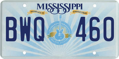 MS license plate BWQ460