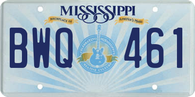 MS license plate BWQ461